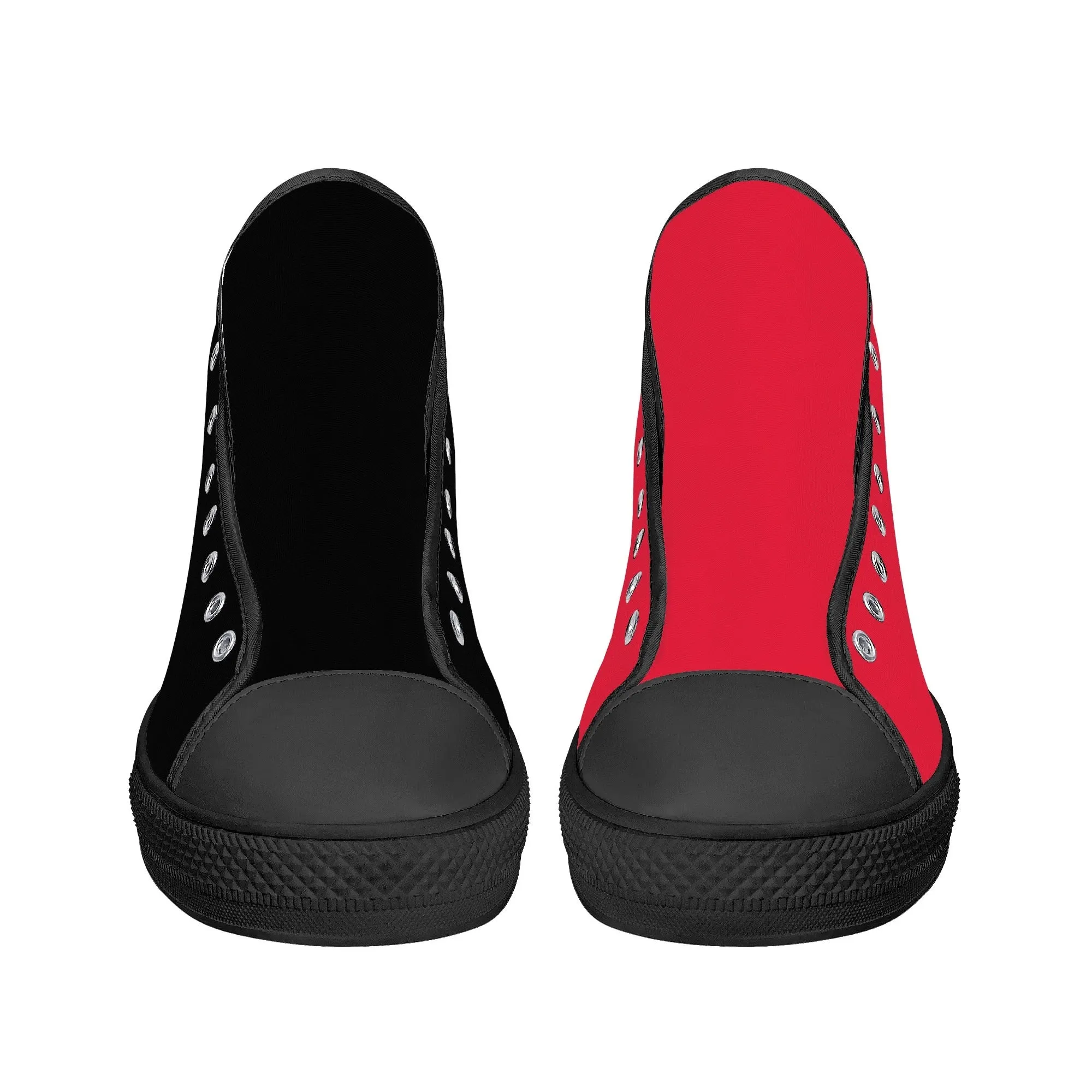 Harley Opposites (L-Red R-Black) Mens High Top Canvas Shoes