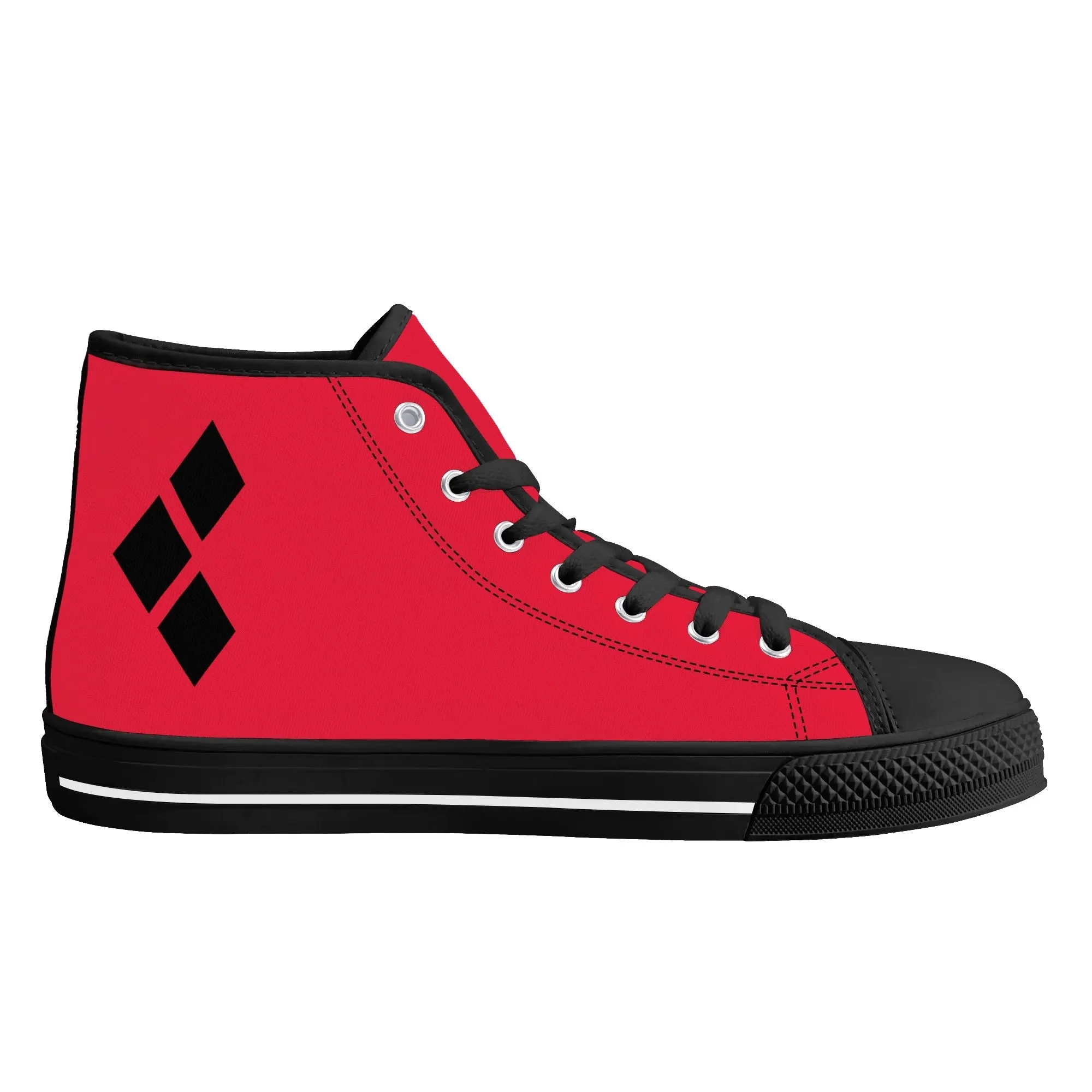 Harley Opposites (L-Red R-Black) Mens High Top Canvas Shoes