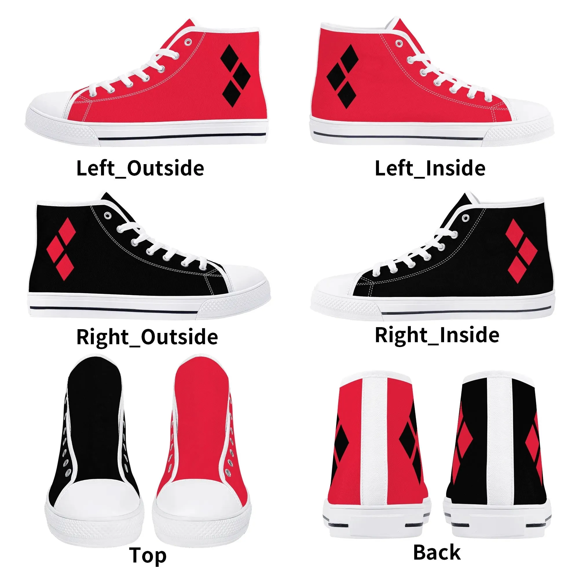 Harley Opposites (L-Red R-Black) Mens High Top Canvas Shoes