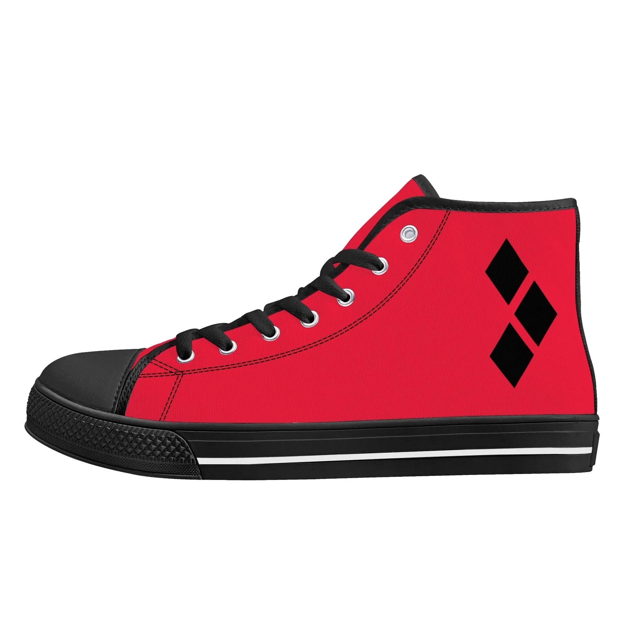Harley Opposites (L-Red R-Black) Mens High Top Canvas Shoes