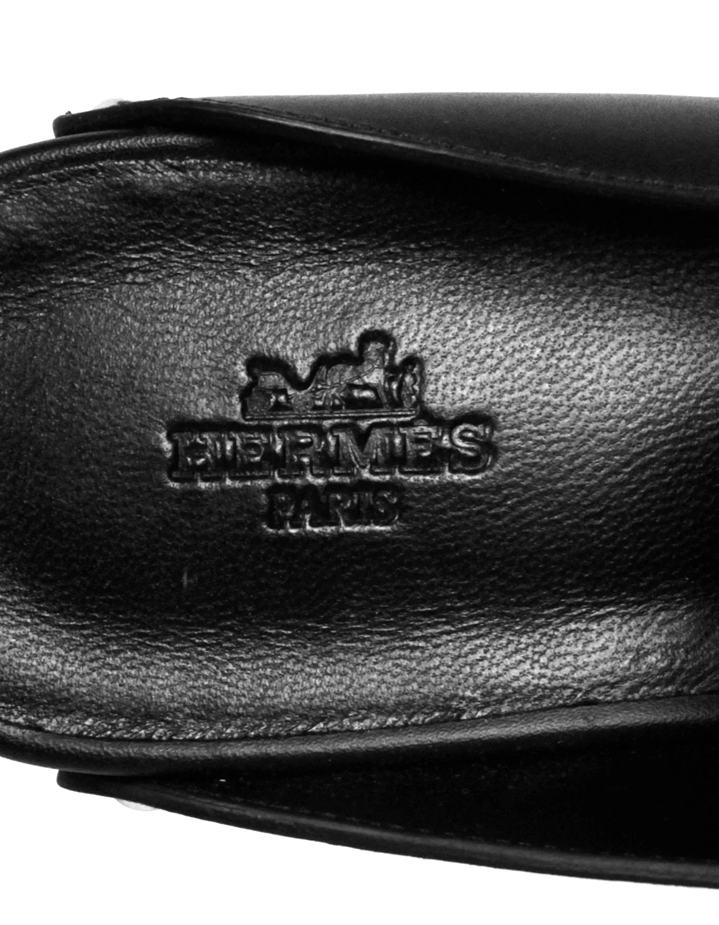 Hermes Black Studded Leather Calya Mule Clogs sz 38