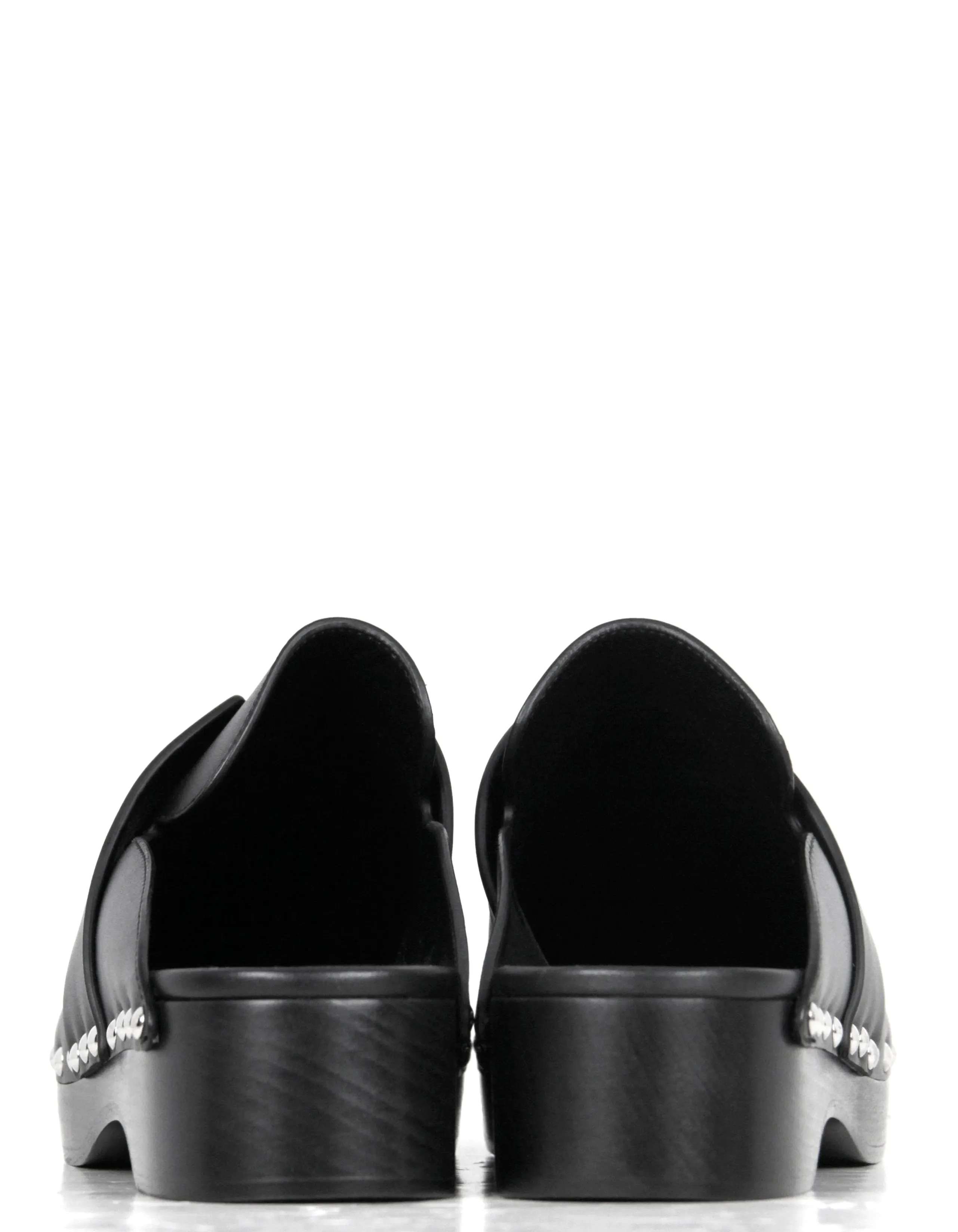 Hermes Black Studded Leather Calya Mule Clogs sz 38
