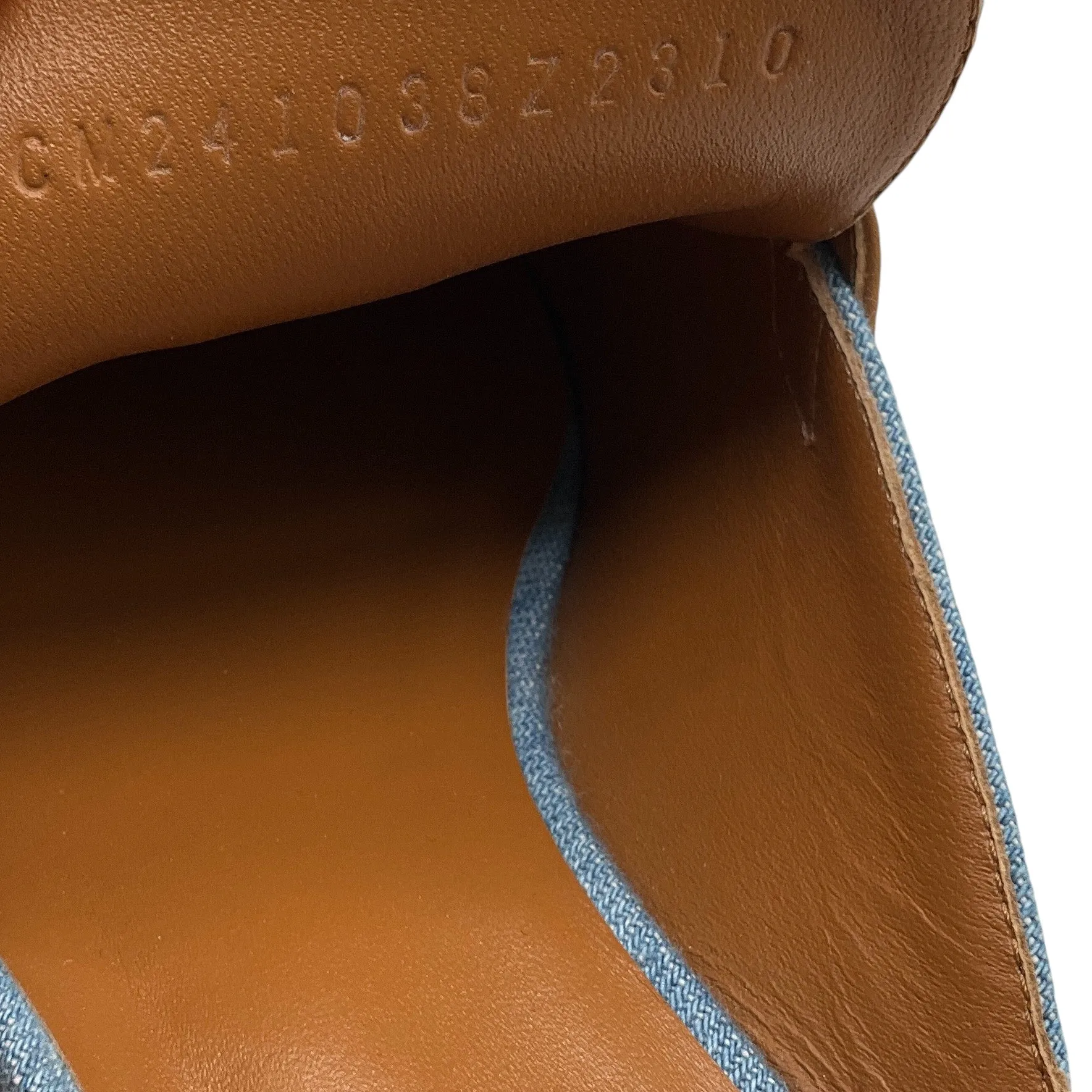 Hermes Blue / Tan Leather Trimmed Denim Lena Mule