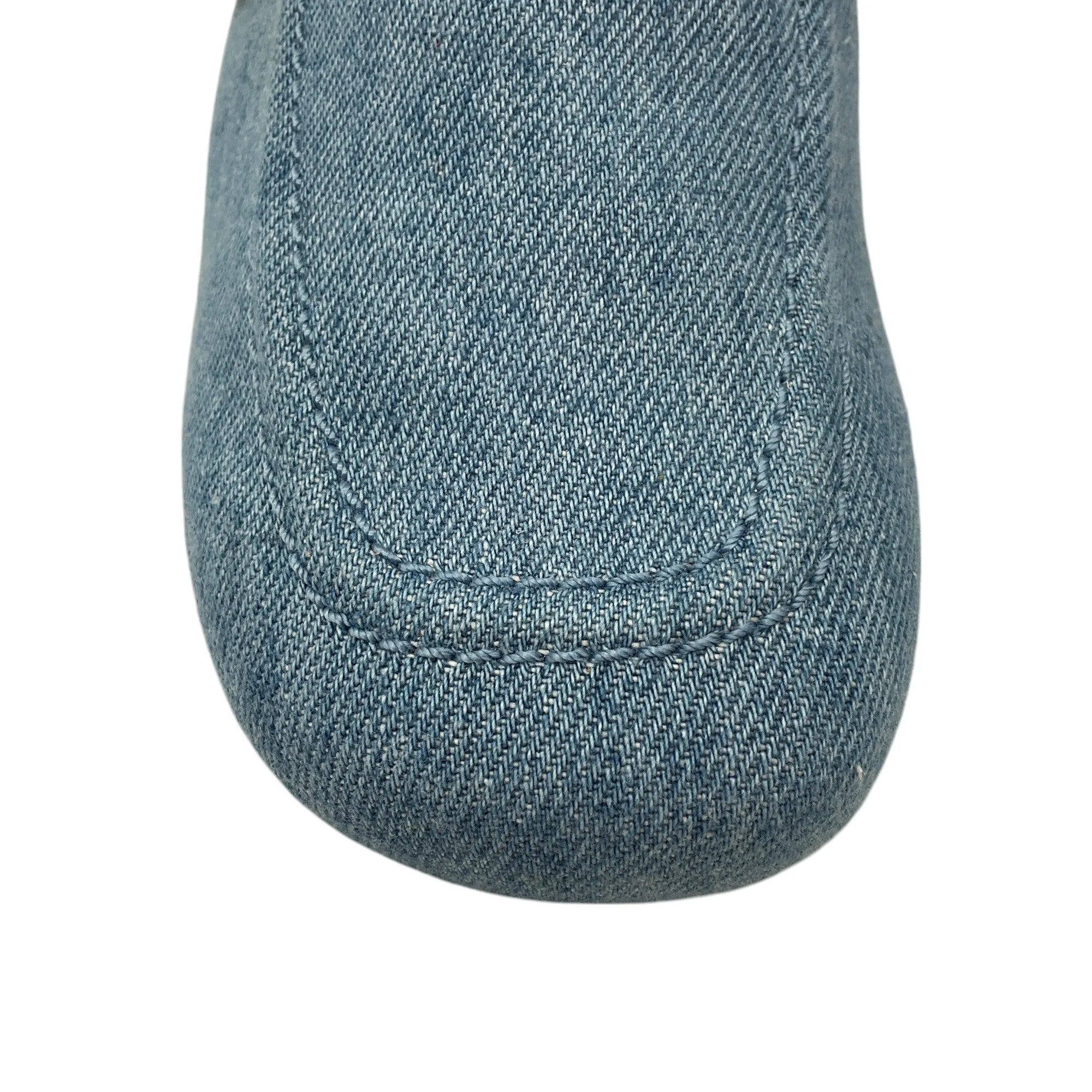 Hermes Blue / Tan Leather Trimmed Denim Lena Mule