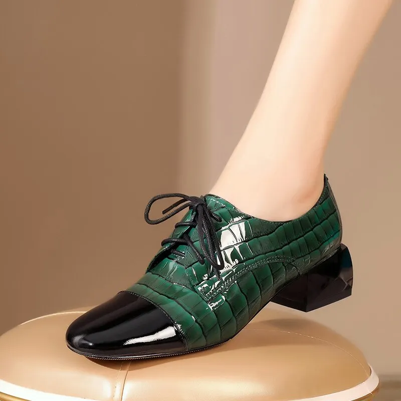 High Heels Pumps For Women Cross Tied Square Toe Shoes