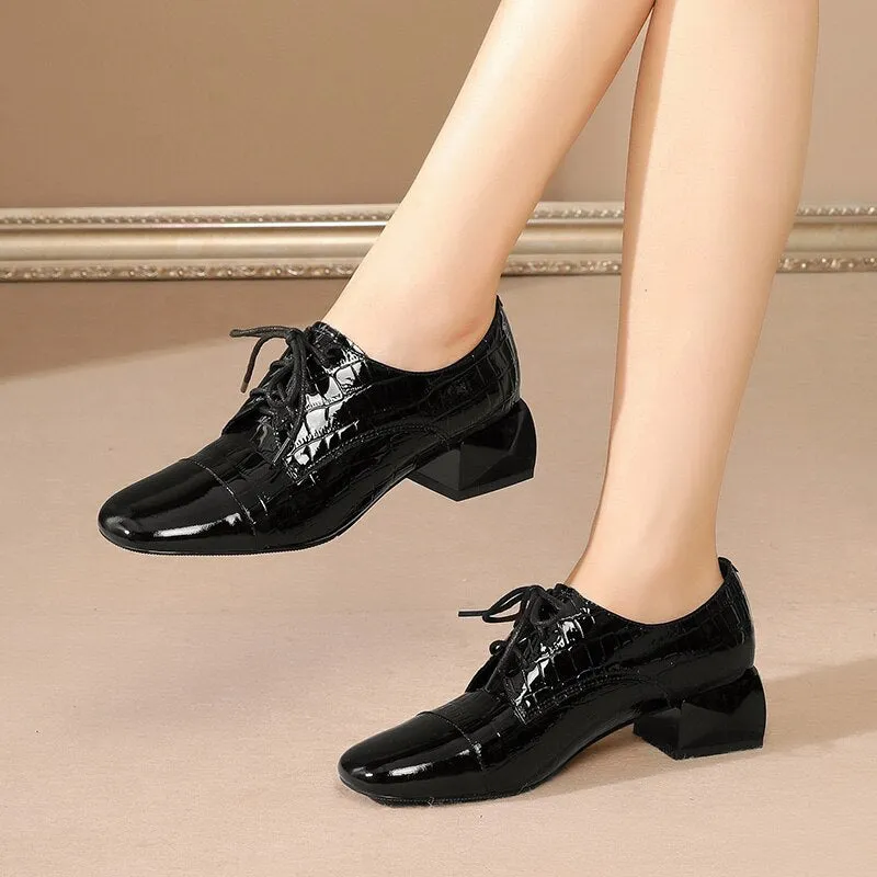 High Heels Pumps For Women Cross Tied Square Toe Shoes