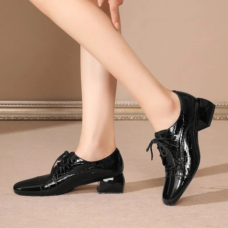 High Heels Pumps For Women Cross Tied Square Toe Shoes