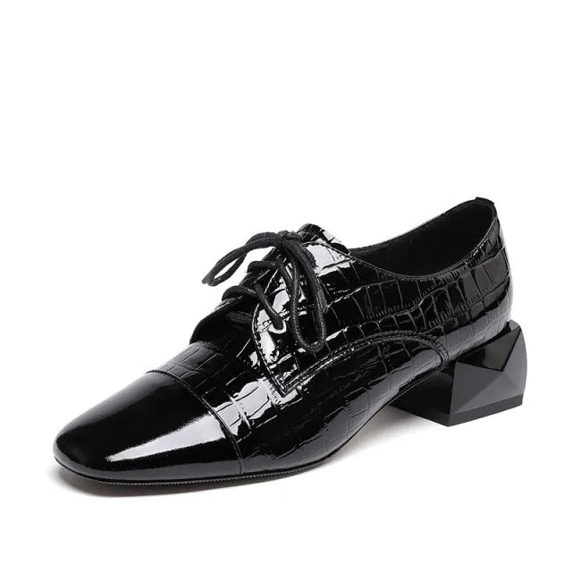 High Heels Pumps For Women Cross Tied Square Toe Shoes