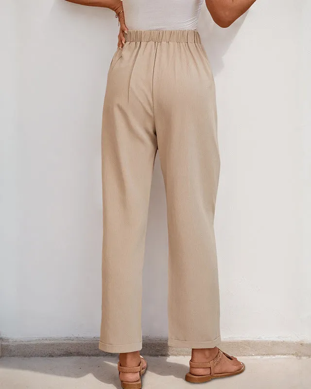 High Waist Pleated Trousers | Elegant Straight-Leg Pants