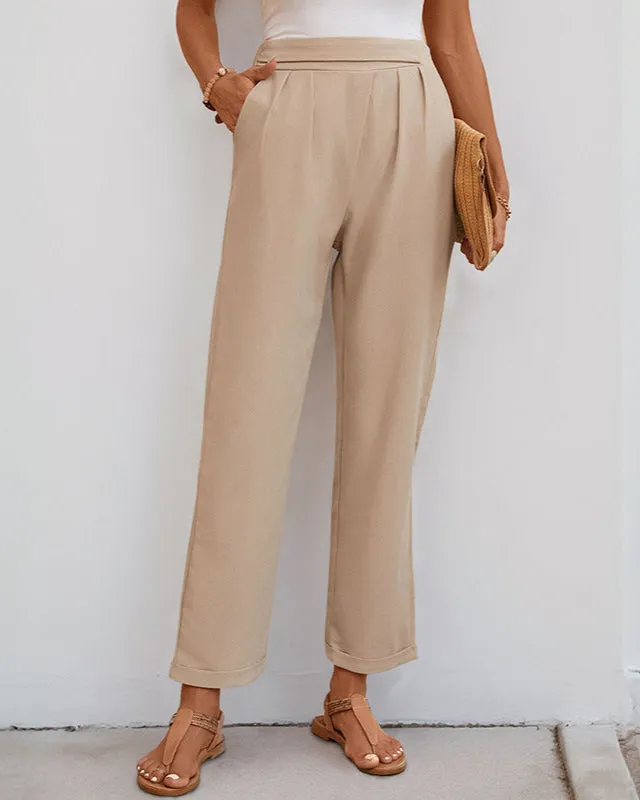 High Waist Pleated Trousers | Elegant Straight-Leg Pants