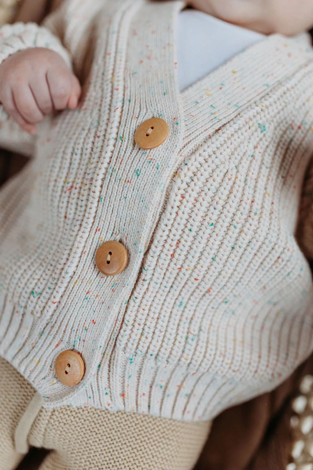 HUNTER & ROSE RAINBOW FLECK CARDIGAN IVORY