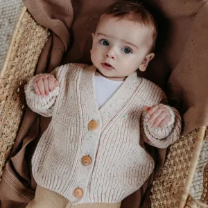 HUNTER & ROSE RAINBOW FLECK CARDIGAN IVORY
