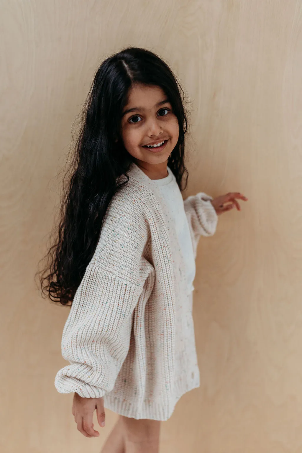 HUNTER & ROSE RAINBOW FLECK CARDIGAN IVORY