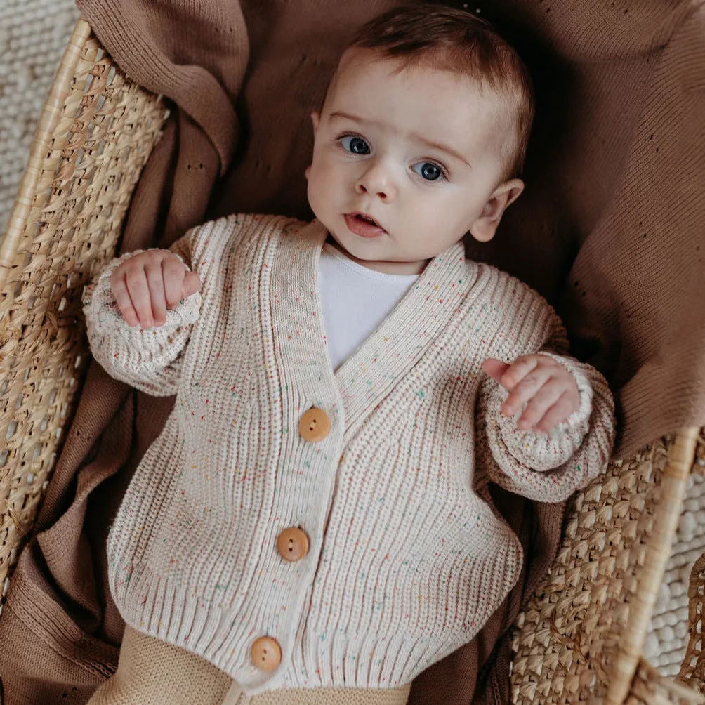 HUNTER & ROSE RAINBOW FLECK CARDIGAN IVORY