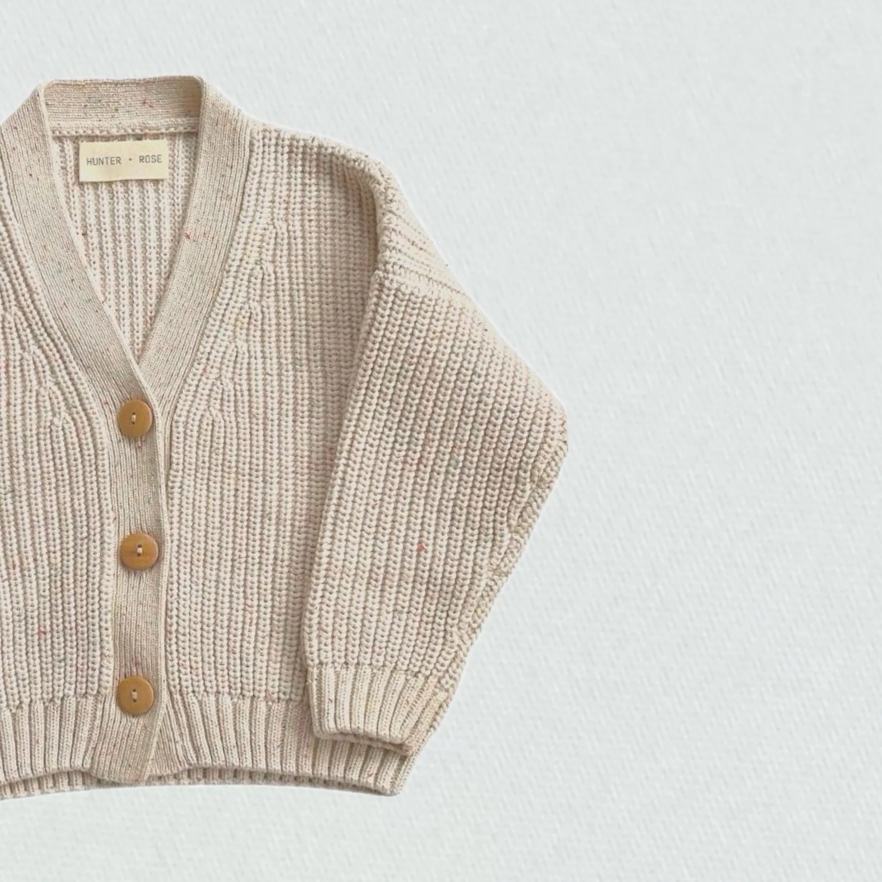 HUNTER & ROSE RAINBOW FLECK CARDIGAN IVORY
