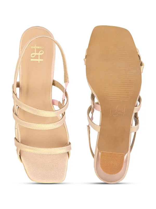 Hydes N Hues Gold Heel Sandal For Women