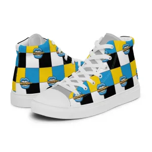 Ice Blue Logo Colorblock Women’s High Top Canvas Shoes - Yellow