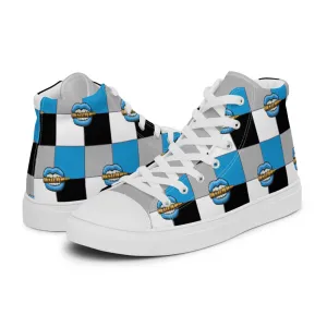 Ice Blue Logo Colorblock Women’s High Top Canvas Shoes