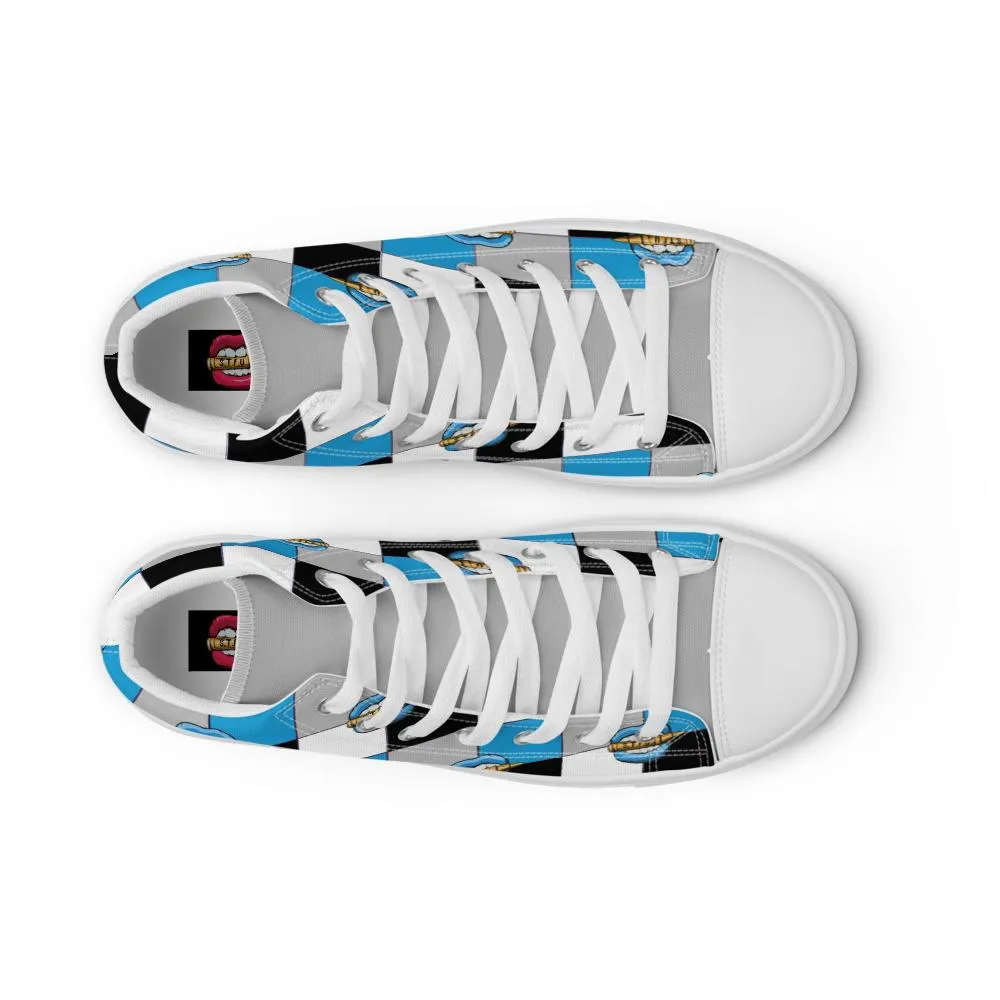 Ice Blue Logo Colorblock Women’s High Top Canvas Shoes