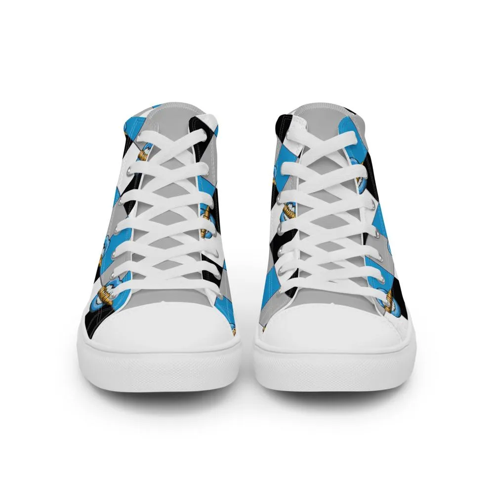 Ice Blue Logo Colorblock Women’s High Top Canvas Shoes