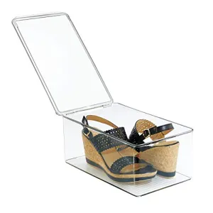 iDesign Plastic Shoe Box Organizer, Closet Storage Shoe Holder for Organizing Flats, Wedges, Athletic Shoes, Sandals, Clothing, 7.25" x 12.75" x 5", Clear