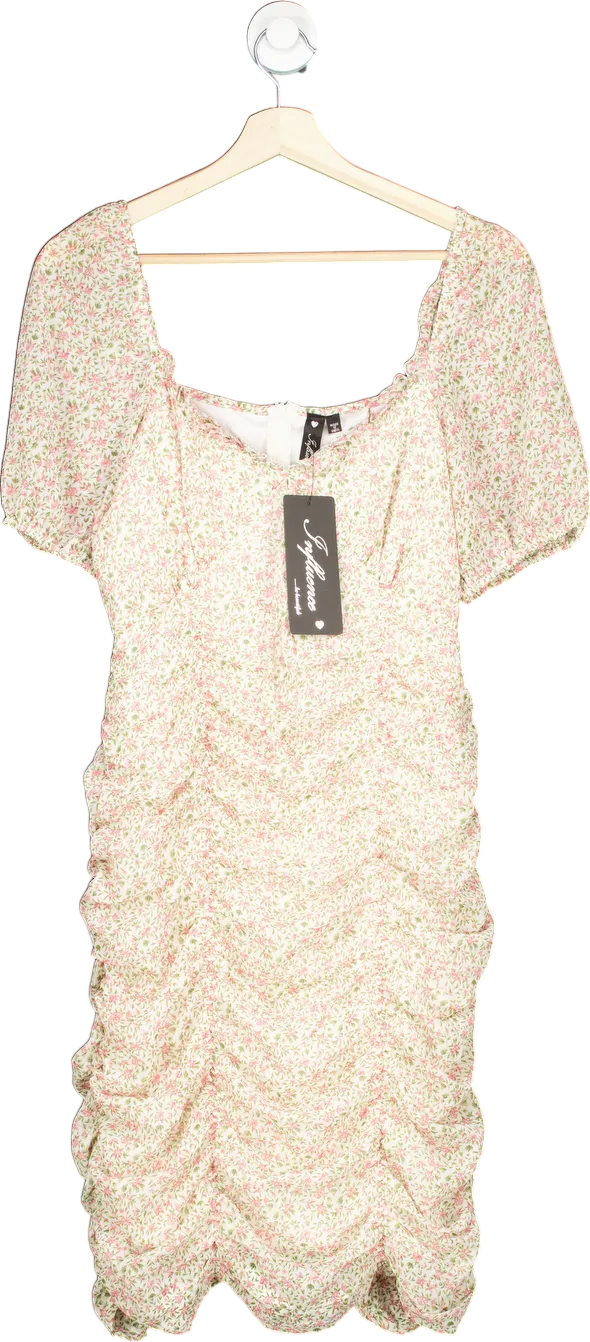 Influence Multi Floral Ruched Dress UK 10
