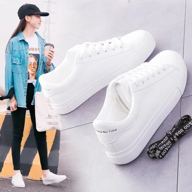 INSTOCK- White Korean breathable women's board shoes