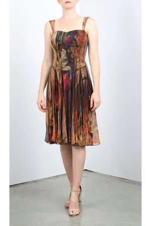 IONNA Paneled Sleeveless Print Mesh Fit N Flare Dress