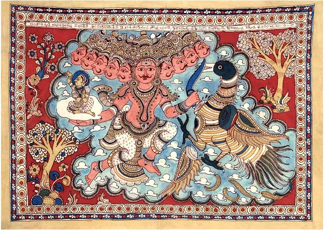 Jatayu Fought with Ravana - Kalamkari Painting