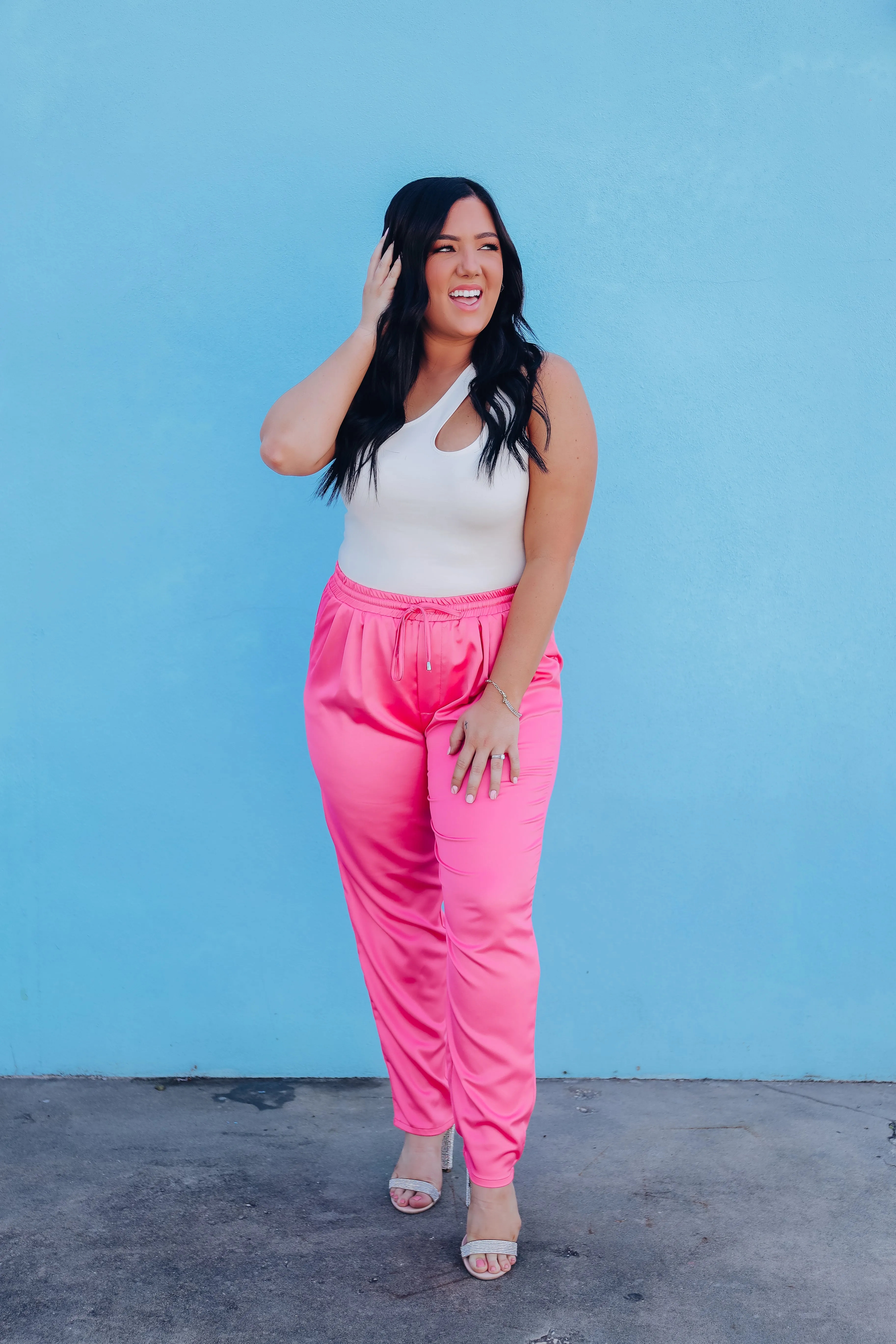Jeannie Satin Drawstring Pants - Pink