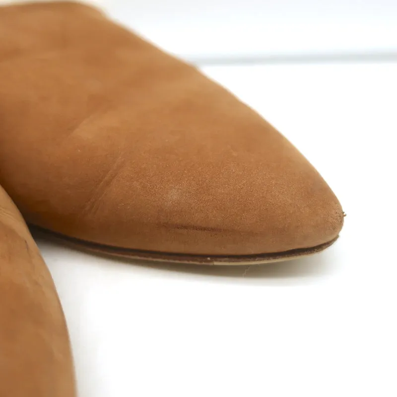 Jenni Kayne Shearling-Lined Mules Brown Suede Size 38 Pointed Toe Flats