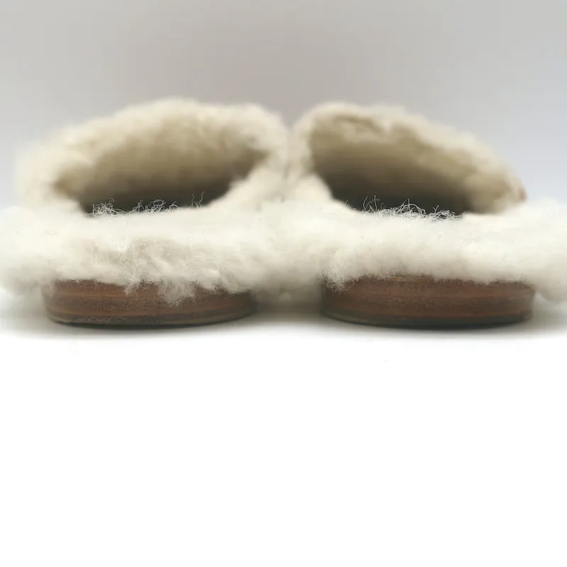 Jenni Kayne Shearling-Lined Mules Brown Suede Size 38 Pointed Toe Flats