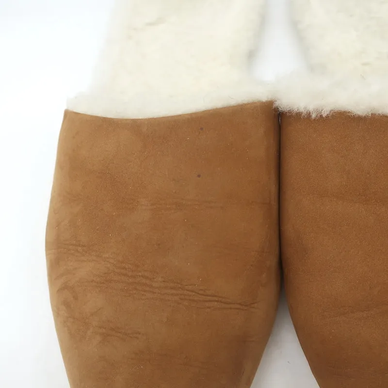 Jenni Kayne Shearling-Lined Mules Brown Suede Size 38 Pointed Toe Flats