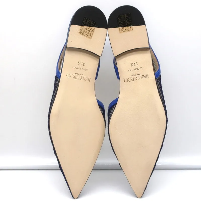 Jimmy Choo Fetto Slingback Flats Electric Blue Patent & Mesh Size 37.5 NEW