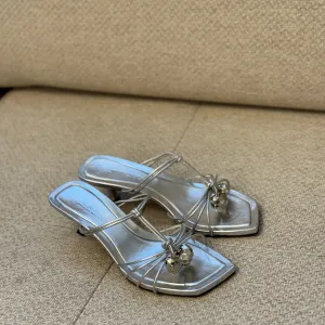 Jimmy Choo Silver Jemma Mules - Size 37.5