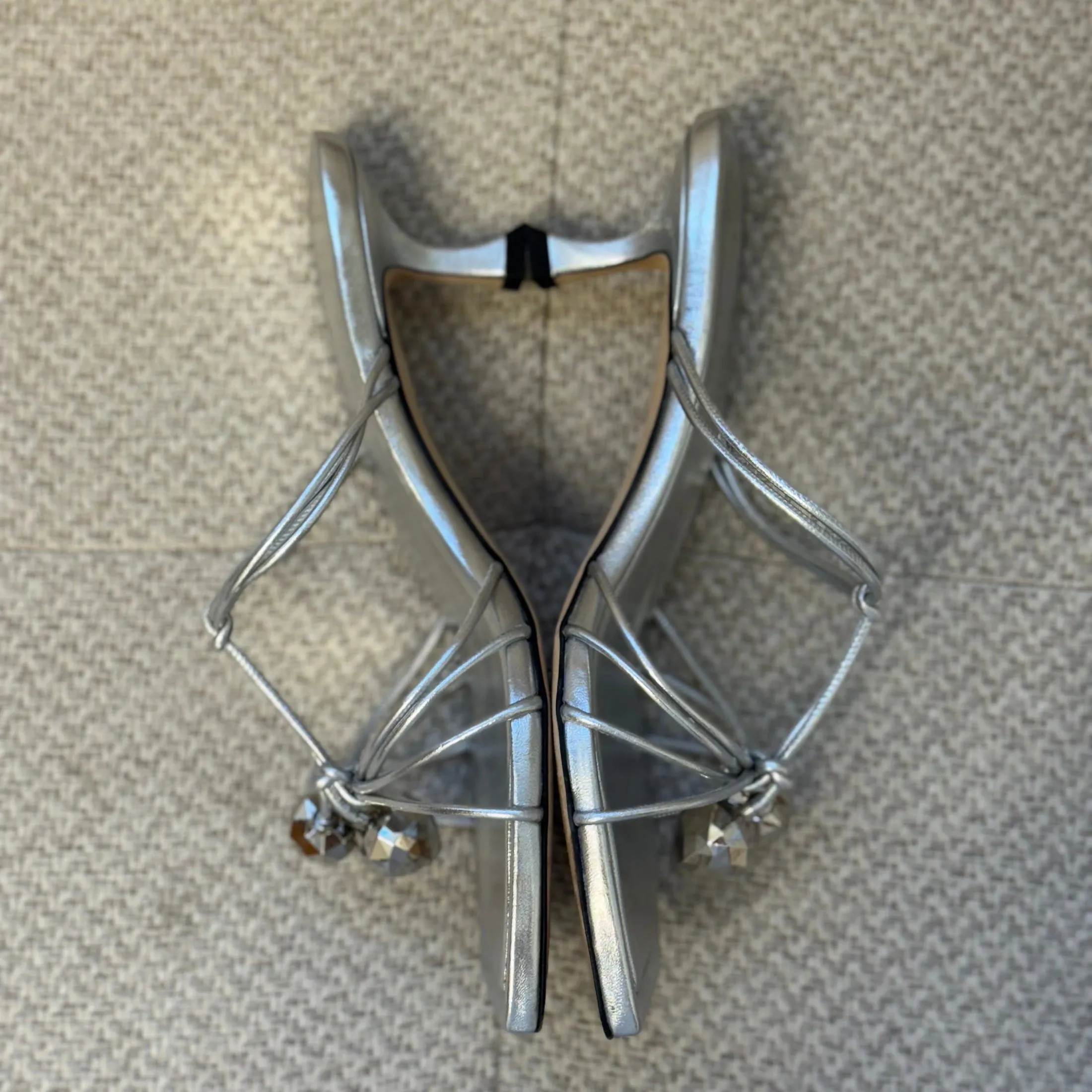 Jimmy Choo Silver Jemma Mules - Size 37.5