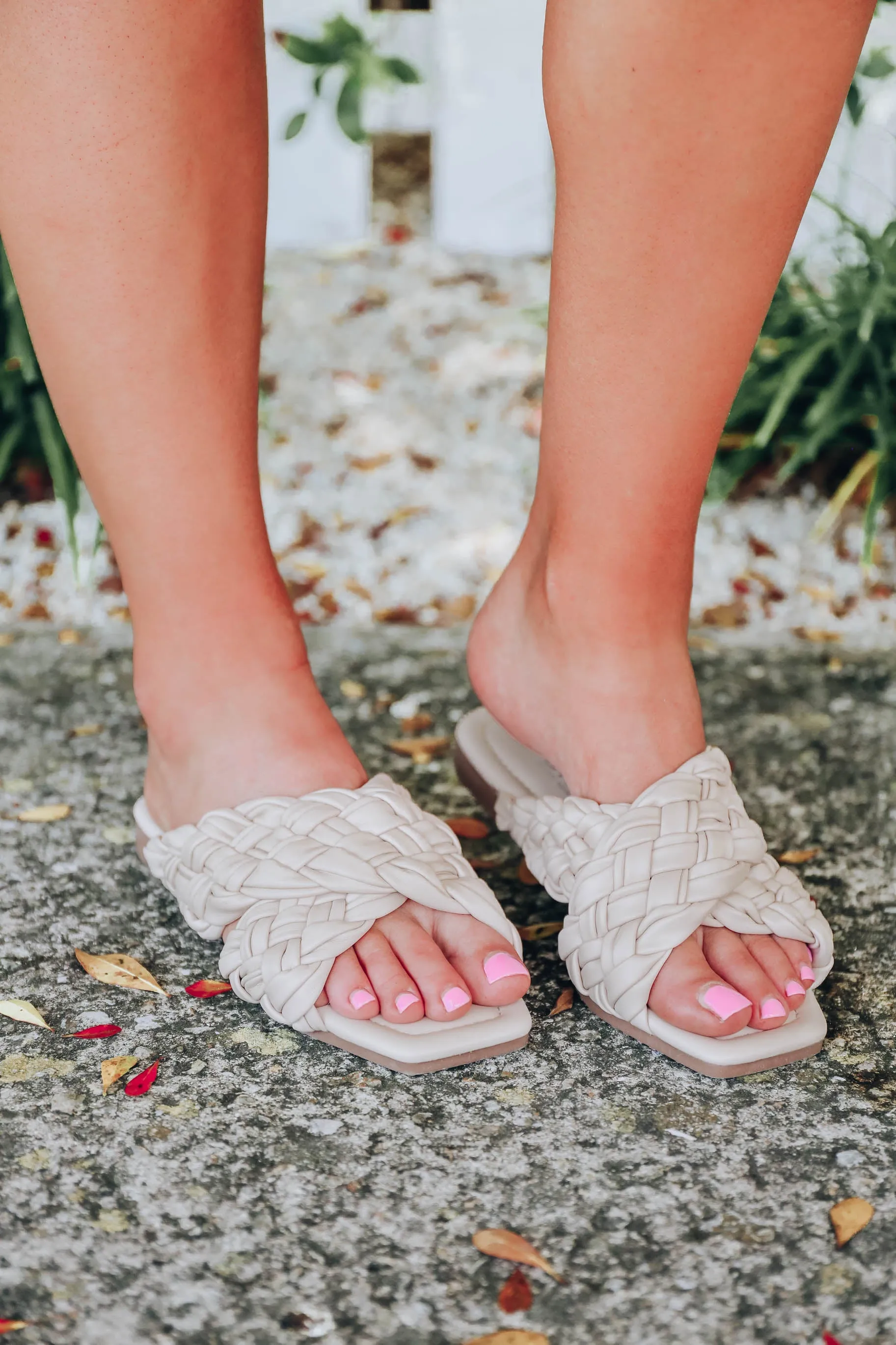 Joelina Braided Flat Sandals - Nude