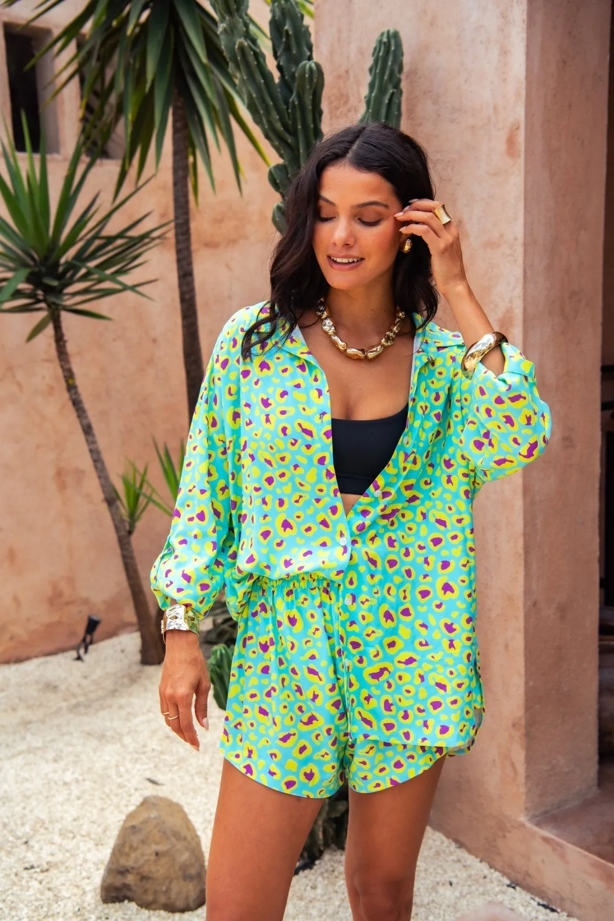 Kelly Shirt - Sour Sky Leopard