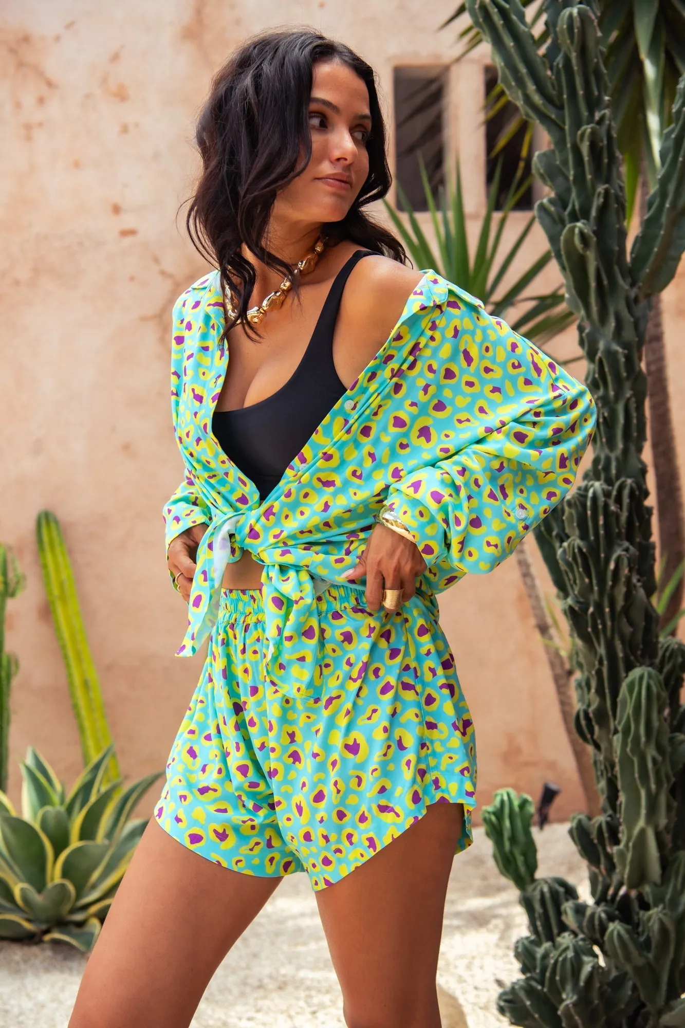 Kelly Shirt - Sour Sky Leopard