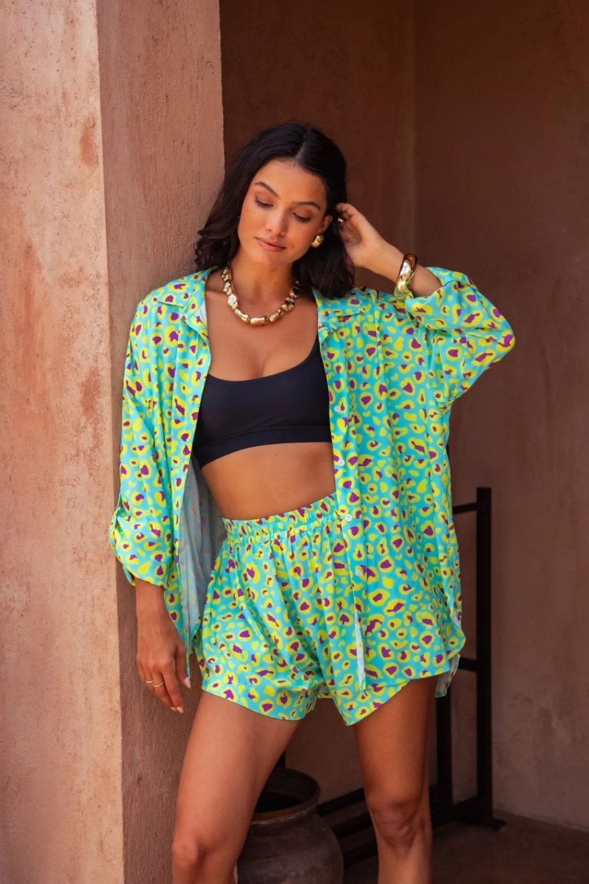 Kelly Shirt - Sour Sky Leopard