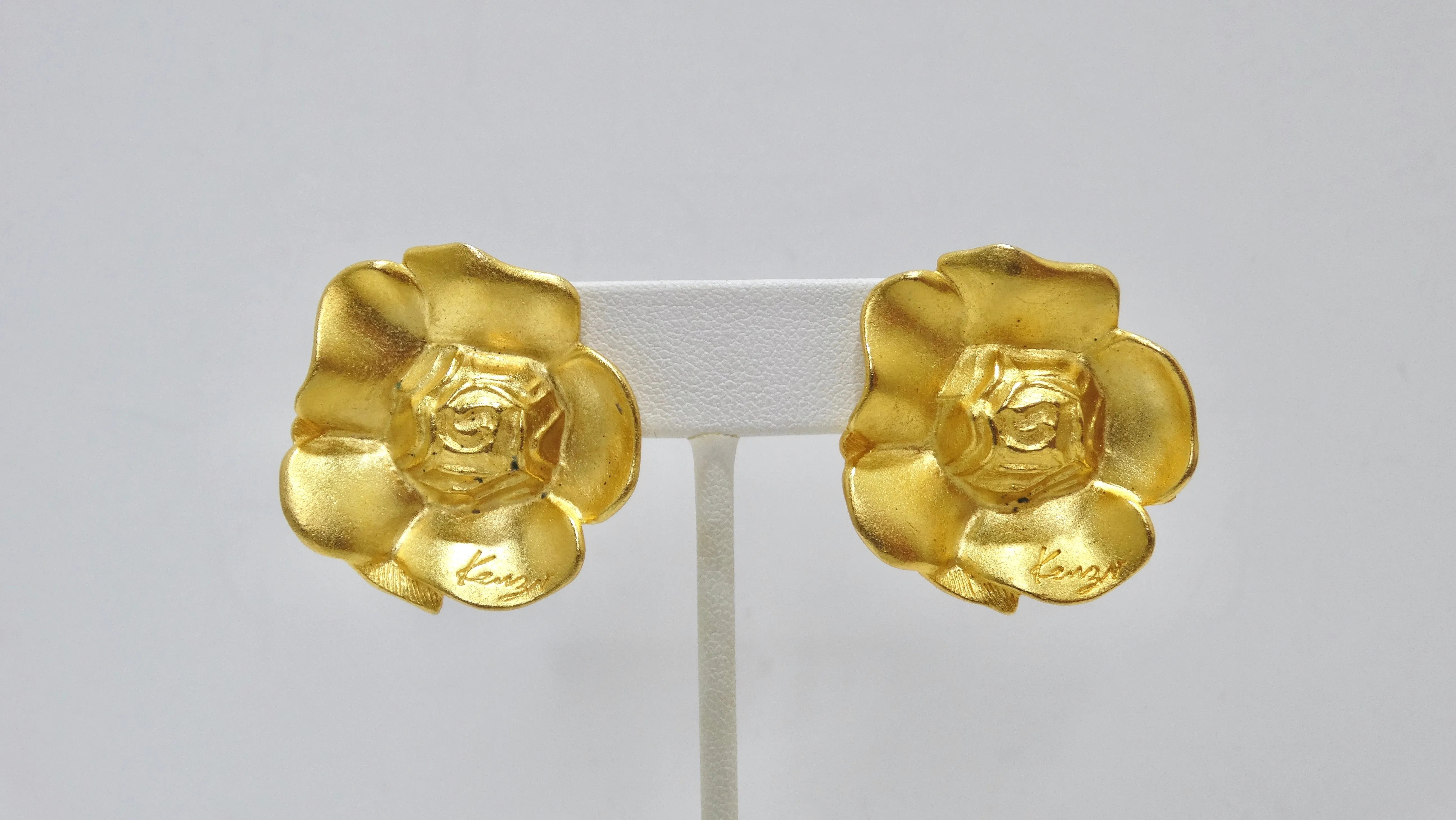 Kenzo Gold Flower Earrings