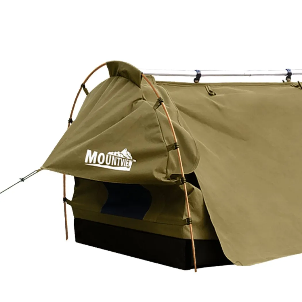 King Single Swag Camping Swags Canvas Dome Tent Free Standing Khaki