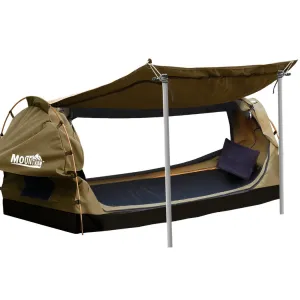 King Single Swag Camping Swags Canvas Dome Tent Free Standing Khaki