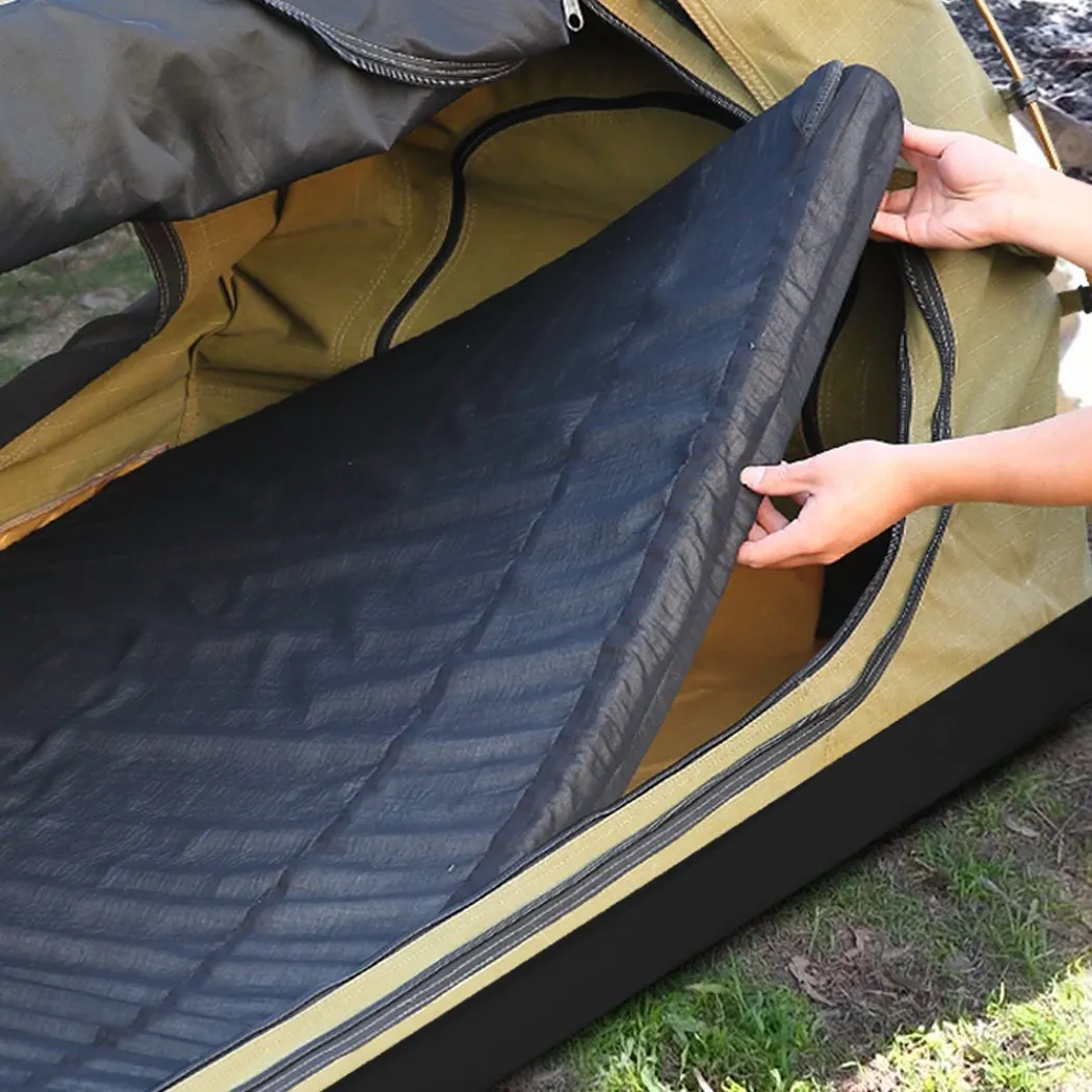 King Single Swag Camping Swags Canvas Dome Tent Free Standing Khaki