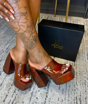 KW Brown Metallic Mules