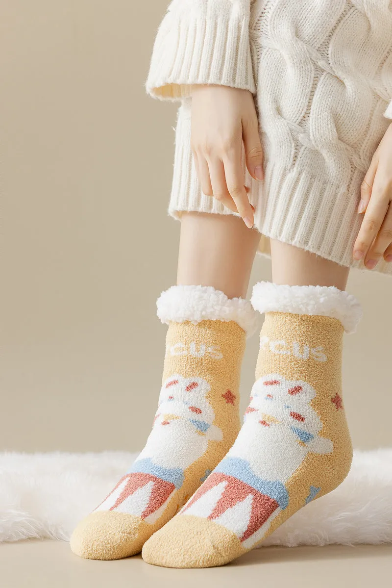 Lamb Velvet Socks Women's Winter Sleep Socks Silicone Non-Slip Floor Socks Christmas Red Socks