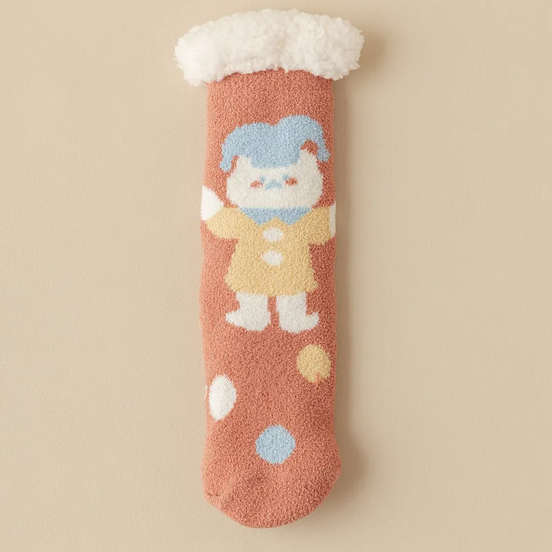 Lamb Velvet Socks Women's Winter Sleep Socks Silicone Non-Slip Floor Socks Christmas Red Socks