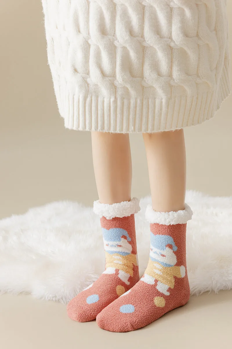 Lamb Velvet Socks Women's Winter Sleep Socks Silicone Non-Slip Floor Socks Christmas Red Socks