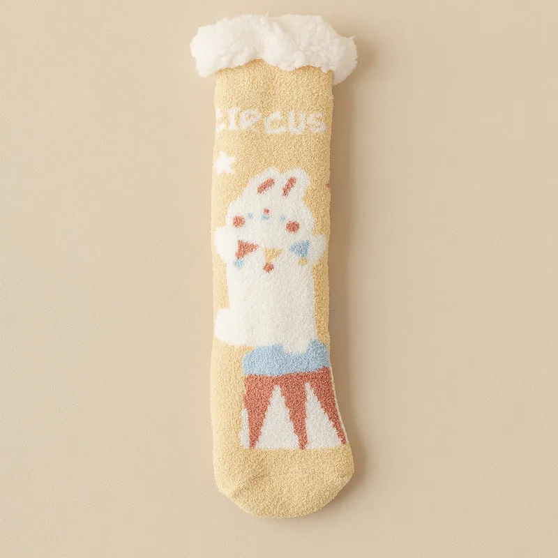 Lamb Velvet Socks Women's Winter Sleep Socks Silicone Non-Slip Floor Socks Christmas Red Socks