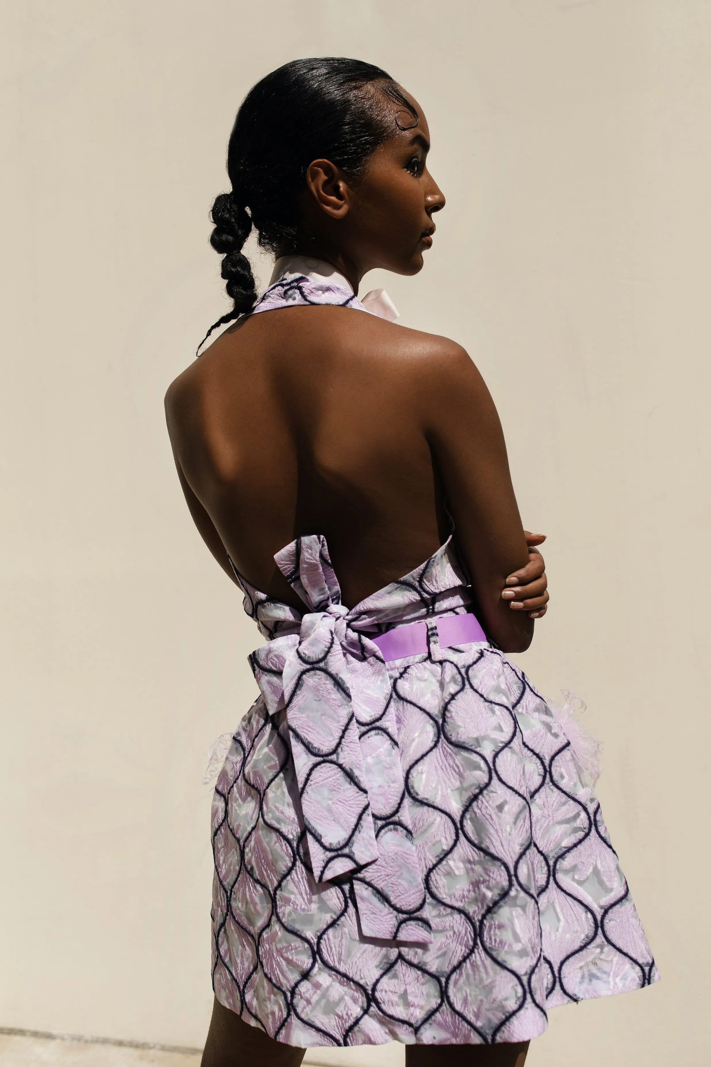 Lavender Skirt With Feathers Details